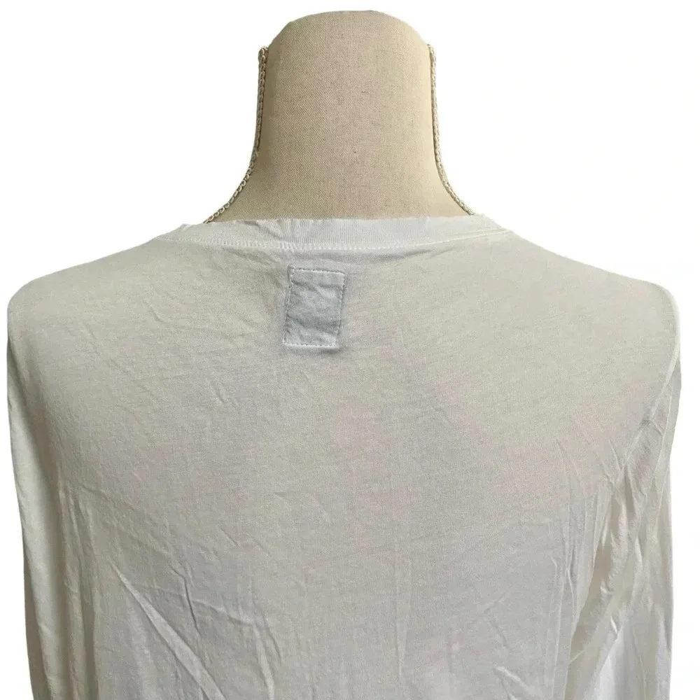 NSF White Lace Up Cotton Long Sleeve Lola Tee Top Small - Picture 10 of 13